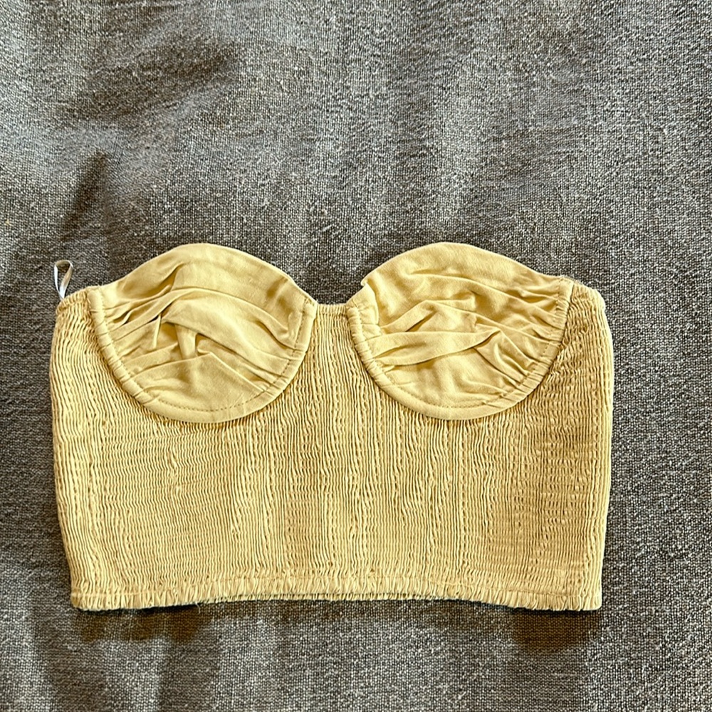 Zara stretchy, crop corset top | yellow/mustard